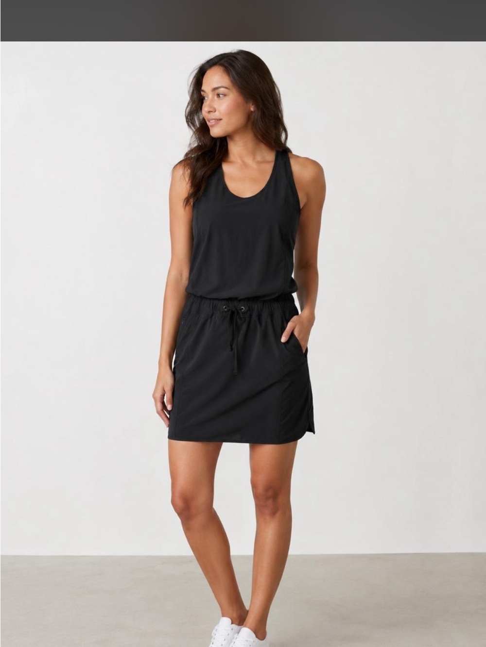 Patagonia Fleetwood Dress in black, with Drawstring Waist